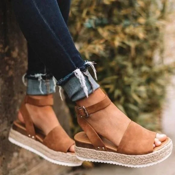 !! NEW !! Platform Espadrille Sandals in Camel - Picture 2 of 8